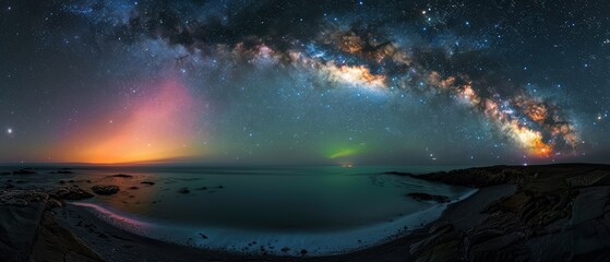 Celestial Symphony: Northern Lights and Milky Way Painting the Night Sky