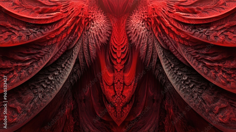 Poster abstract monochrome fractal illustration with red tones ideal design element for book covers present