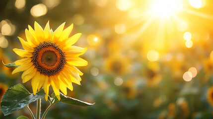Obraz premium sunflower in the field with copy space 