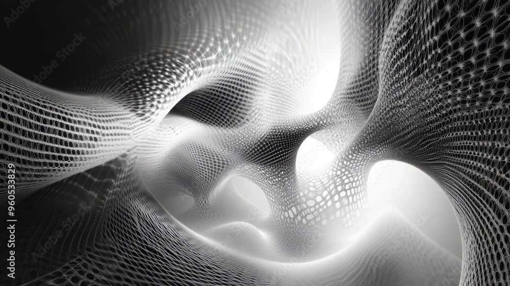 Aufkleber abstract black and white digital fractal background created on a computer