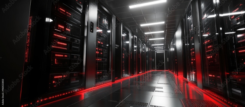 Aufkleber data center room featuring servers and networking equipment concept of digital transformation and cl