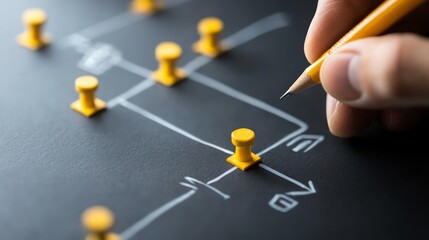 Strategic business plan with a timeline and key objectives, concept of structured planning