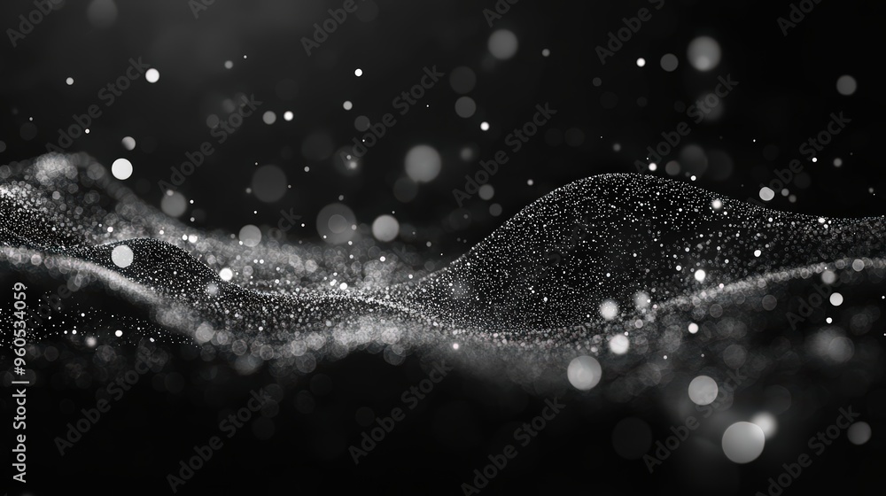 Poster a black and white network of dots and lines, creating a sophisticated and visually striking represen