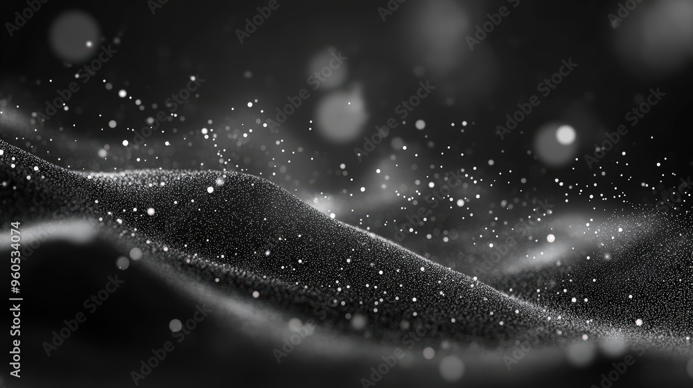 Poster a black and white network of dots and lines, creating a sophisticated and visually striking represen