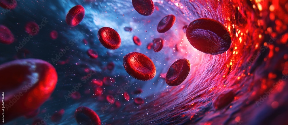 Poster 3d rendering of artificial blood cells designed to function as substitutes for natural red blood cel