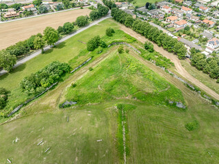 Aerial view of fort military architecture: ravelin with glacis, traverses, place of arms,...