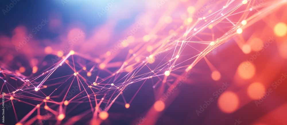Poster abstract illustration of a network connection featuring points and lines wireframe design depicting 