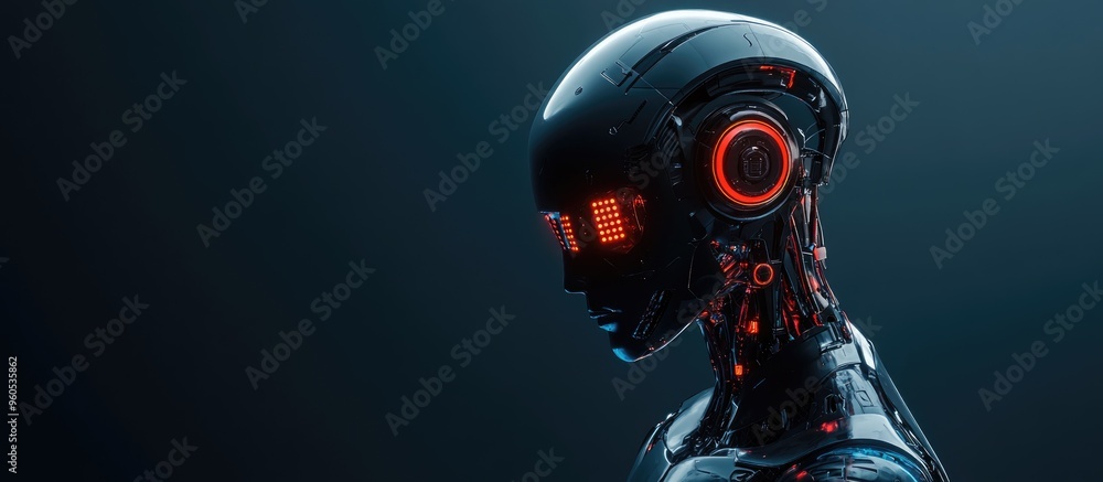 Aufkleber robot cyborg ai robotics android conceptual illustration