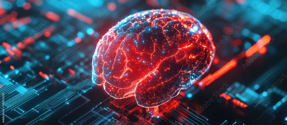 Poster digital brain concept representing artificial intelligence