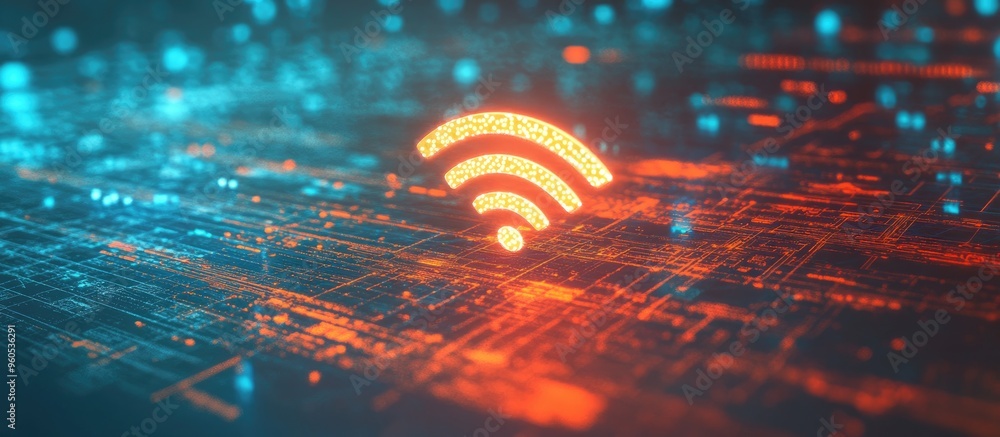 Poster 3d rendering of a global wifi concept set against a digital backdrop