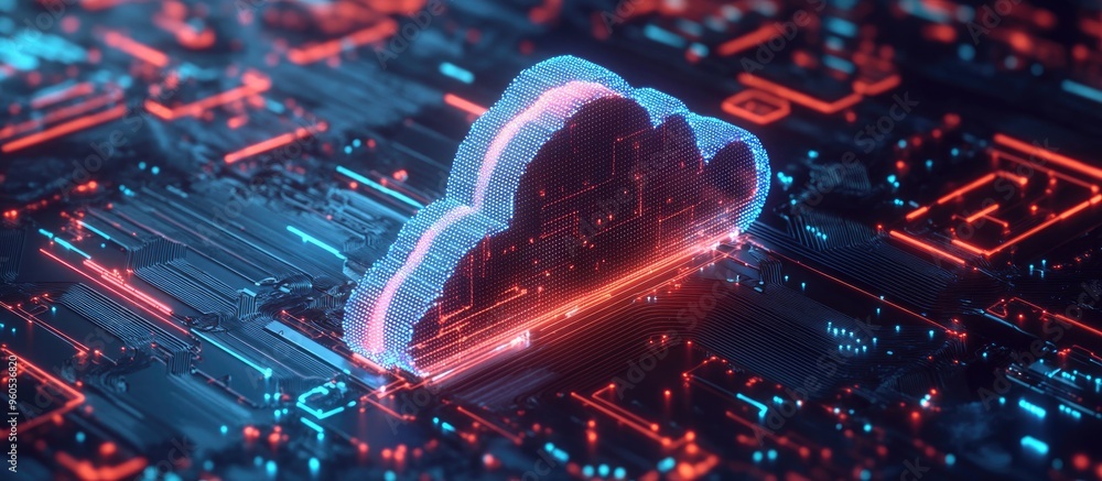 Poster cloud computing concept showcasing software as a service saas and communication networks