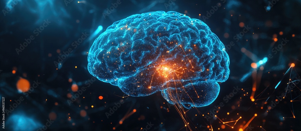 Aufkleber abstract background illustrating brain mechanisms and advanced technology within a communication net