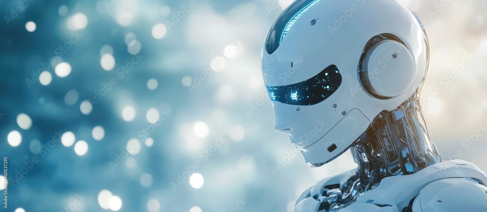 Poster 3d rendering of an intelligent robotic character