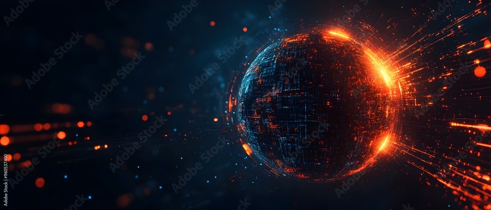 Poster glowing ai powered globe with flowing digital data streams symbolizing global connectivity and the f
