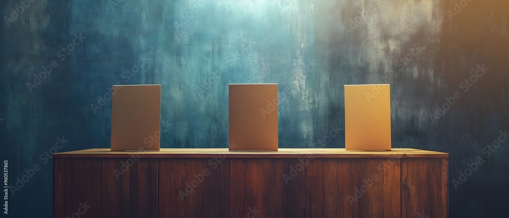 Poster minimalist abstract geometric cube podium display representing the barriers and challenges faced by 