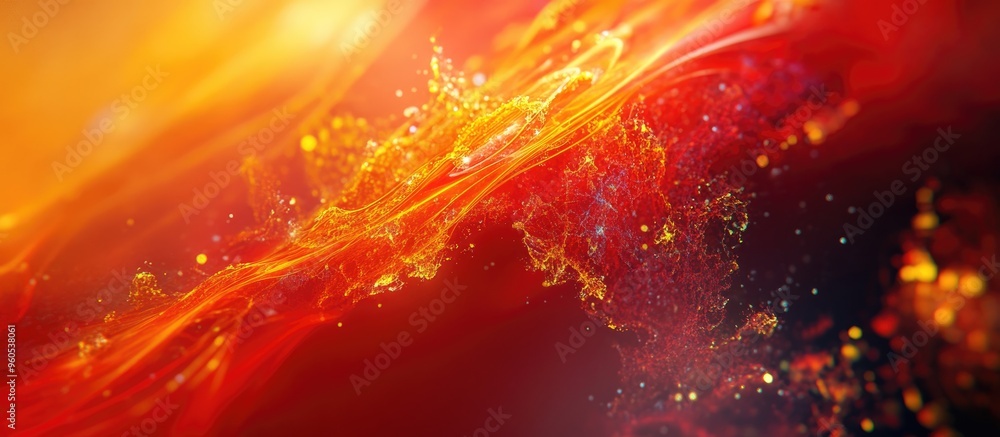 Wall mural abstract background featuring a red and yellow color palette with fractal graphics