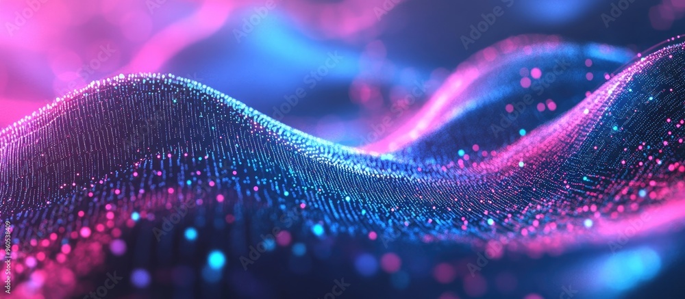 Aufkleber futuristic abstract concept of data analysis with flowing dots virtual quantum cryptography and visu