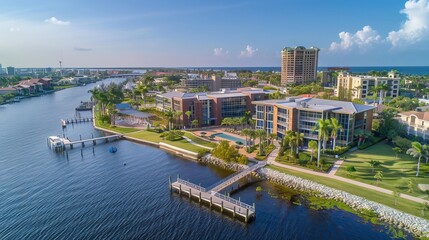 Obraz premium Aerial View of Waterfront Condominiums