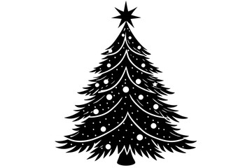 various Christmas tree silhouette on the white background. vector illustration 