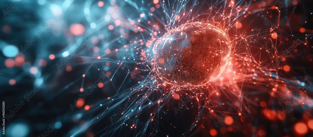 Poster abstract representation of artificial intelligence with a technological web background illustrating 