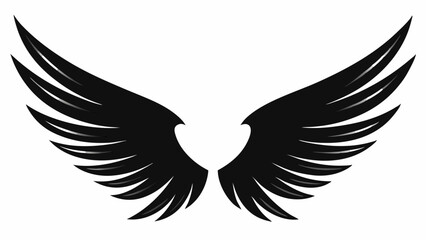 Angel wings silhouette vector illustration on white background