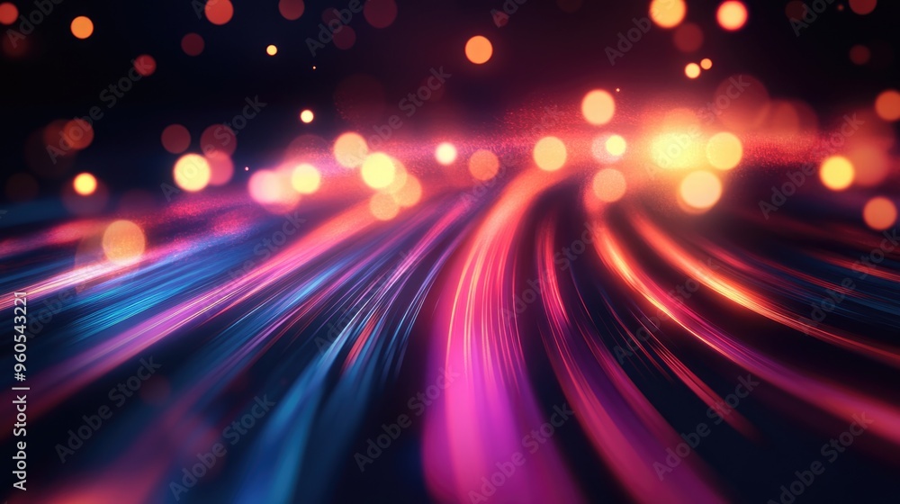 Poster abstract background with blurred lines and illuminated light effects