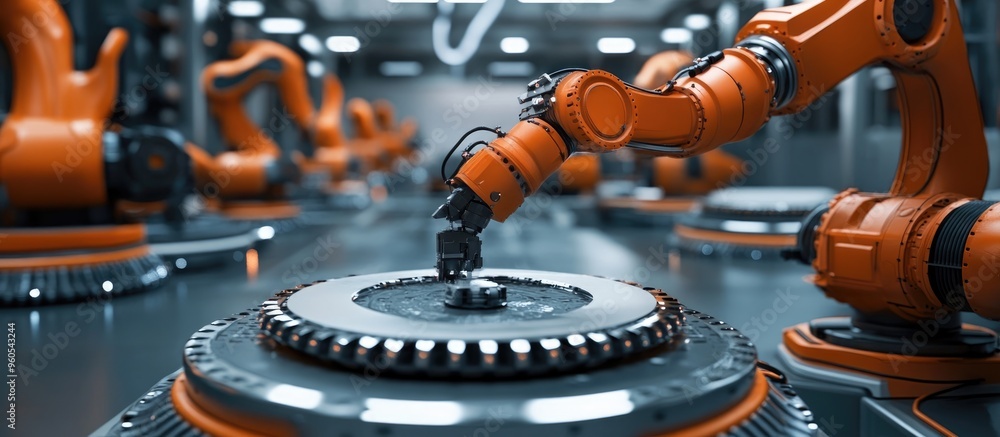 Poster concept of robotic process automation rpa in business technology enhancing efficiency in factory ser
