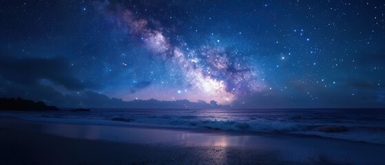 Tranquil Night Sky over Beach in Crystal Clear - Perfect for Astrophotography Enthusiasts