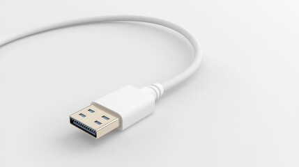Fototapeta premium USB cable with connector displayed on a clean white background