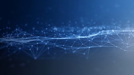 Abstract Network Art Blue Lines and Nodes Fading into White