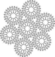 Intricate Mandala floral Adult and Kids Coloring Page, simple Large Spaces for coloring