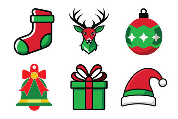 set of christmas icons