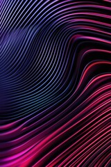 Minimalist glowing line art, undulating curves in red, purple, and blue tones, 3D illustration