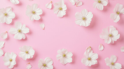 Fototapeta premium a pink background with white flowers