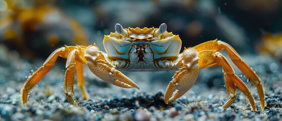 Close-up of a Fascinating Crab Scuttling Across the Colorful Ocean Floor