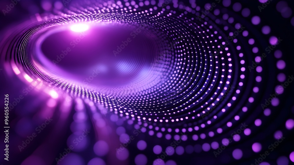 Poster Mesmerizing abstract pattern of stage lights spiraling around a central point bathed in deep purple hues and showcasing an intense focus creating a dramatic and captivating mood