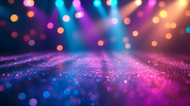 Vibrant disco lights reflecting off a shiny surface creating a mesmerizing display of multicolored beams in a festive and lively setting