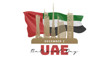 United Arab Emirates National Day Banner Dubai City National Flag Background Illustration Concept