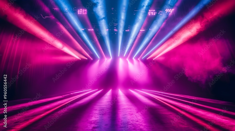 Aufkleber mesmerizing circular neon light beams converging on a central point creating a vibrant and futuristi