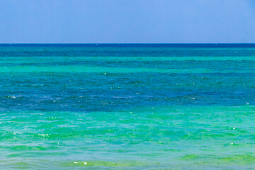 Tropical Caribbean beach sea clear water Playa del Carmen Mexico.