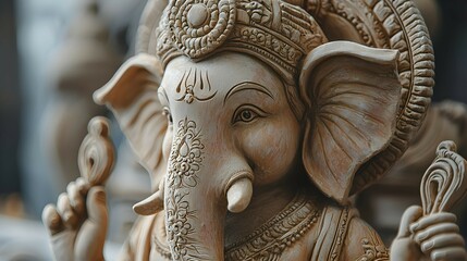 Fototapeta premium Closeup of Ganesha Statue with Intricate Details