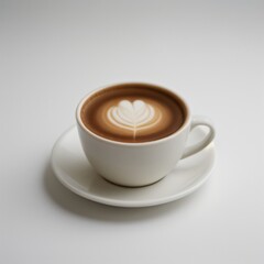 Fototapeta premium Latte Art in a White Coffee Cup