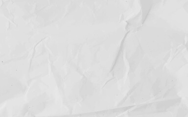 White crumpled craft paper texture as background. Light grey paper texture, Old vintage page or grunge vignette of old newspaper. Pattern rough art creased grunge letter with copy space for text.