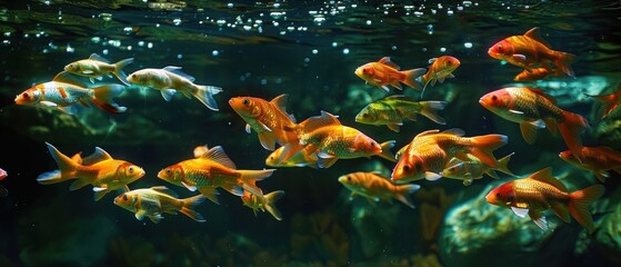 Fototapeta premium Mesmerizing Shoal of Fish in Dynamic Patterns