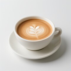Latte Art in a White Coffee Cup