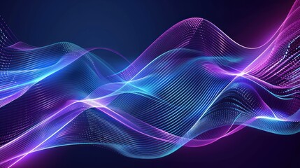 Abstract Digital Wave with Glowing Lines