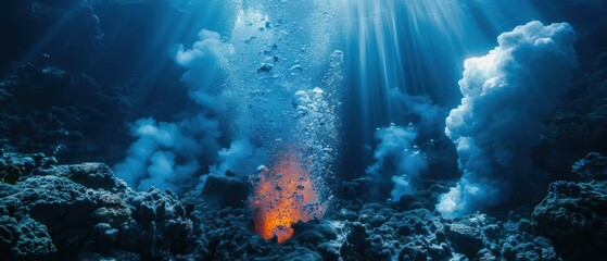 Intriguing Underwater Volcanic Vent: Bubbling Geothermal Activity Below the Ocean Surface