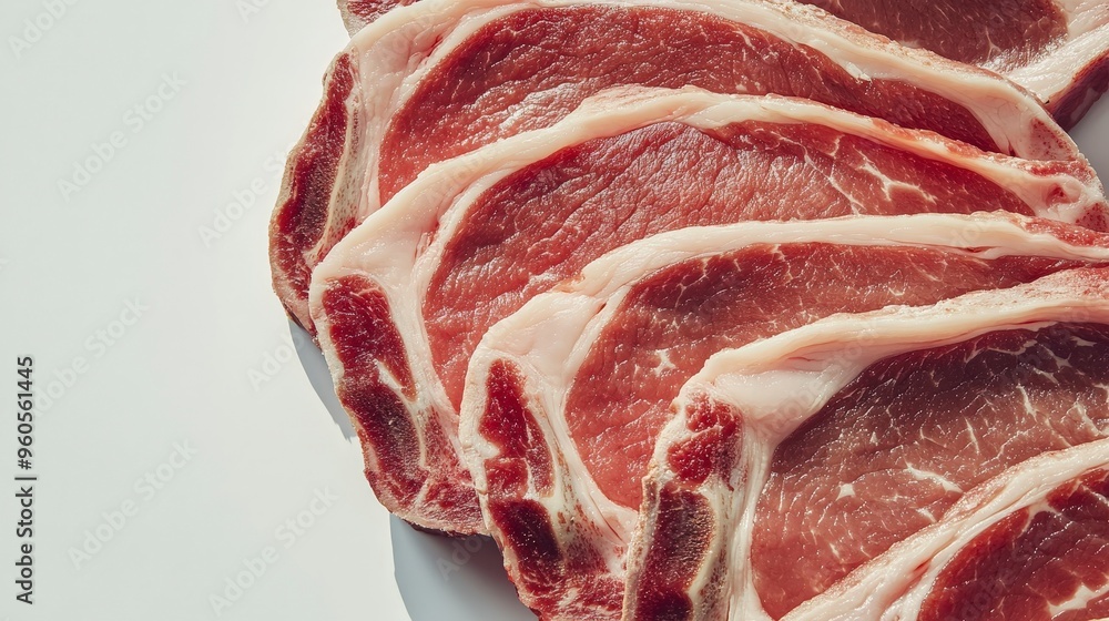 Poster hyper-realistic pork cuts poster with floating effect and subtle shadows at art festival | high-defi
