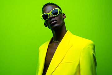Fototapeta premium portrait of a fashion men in a suit and sunglass