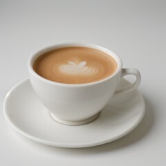 Fototapeta premium Latte Art in a White Coffee Cup
